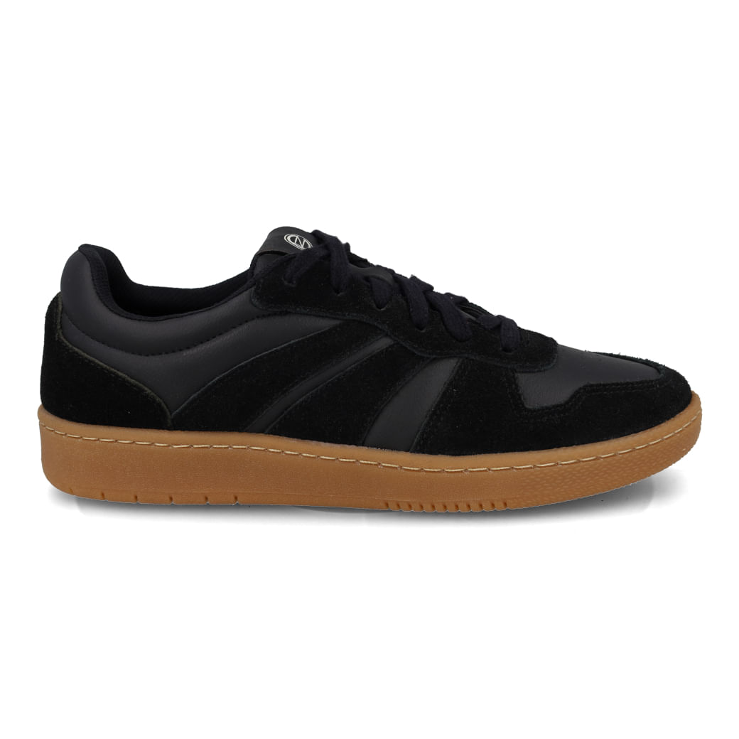 Tênis casual masculino preto em Sintético com sola marrom antiderrapante